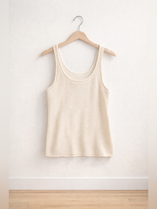 Nine West Tops - Nine West Cream Knit Tank Top Sleeveless Textured Coastal Minimal Size S